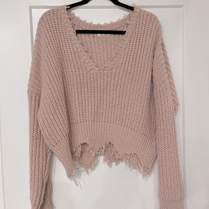 Cropped pink sweater